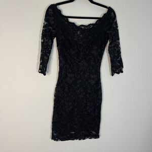 Kimikal XS Mini Lace Bodycon Stretch Dress Black